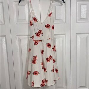 Floral White Dress with Red Accents